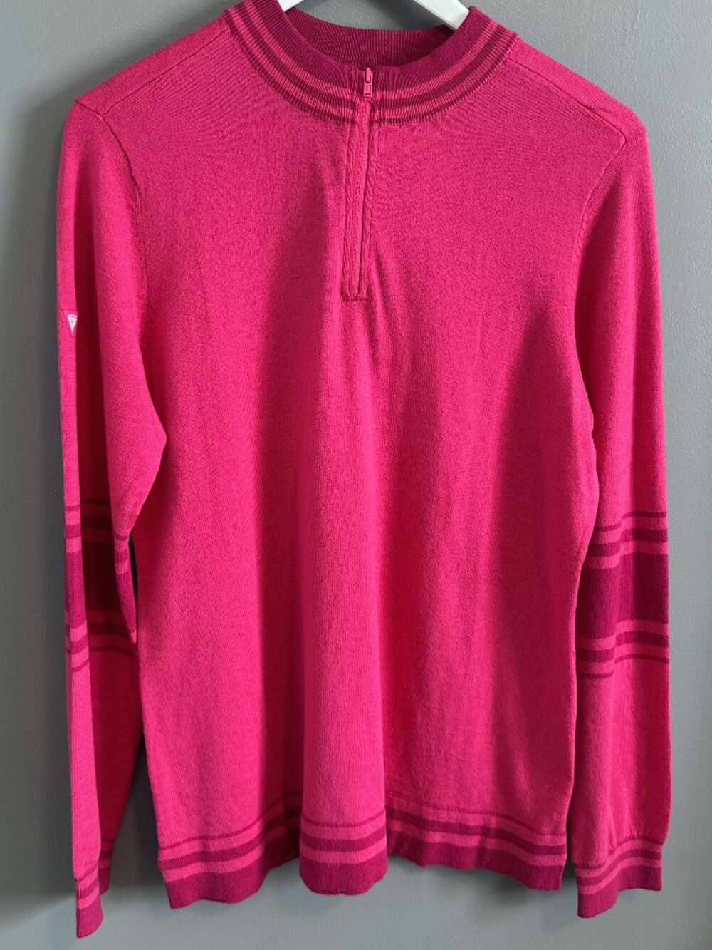 NWT Levelwear Women's Campus 1/4 Zip Knit Midlayer Pullover Sweater Raspberry LG